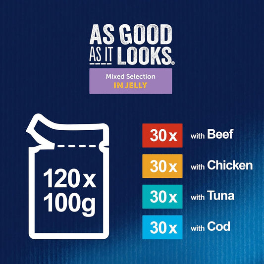 Felix As Good As It Looks Meat And Fish Cat Food, 100 G (Pack Of 120)Jck-W02