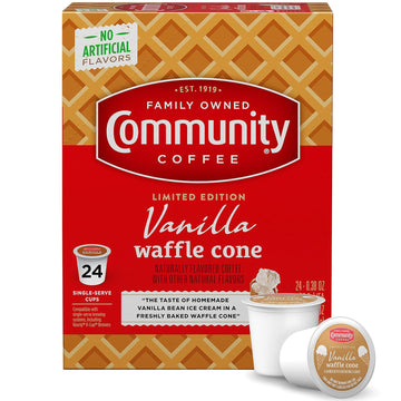 Community Coffee Vanilla Waffle Cone, Ice Cream Flavored 24 Count Coffee Pods, Compatible With Keurig 2.0 K-Cup Brewers, 24 Count (Pack Of 1)