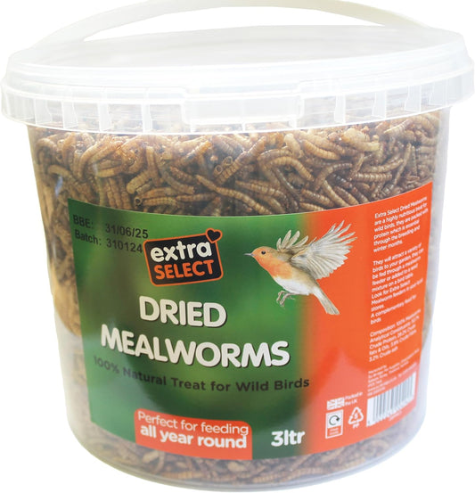 Extra Select Dried Mealworms Wild Bird Feed Treat, 3 Litre08Mw3