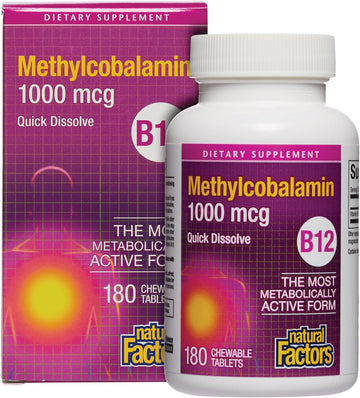 Natural Factors, Vitamin B12 Methylcobalamin 1,000 Mcg, Offers The Most Metabolically Active Form Of B12, Quick Dissolving Tablets