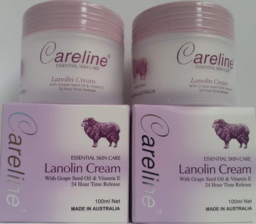 2 X Careline Lanolin Cream With Grape Seed Oil & Vitamin E 100Ml
