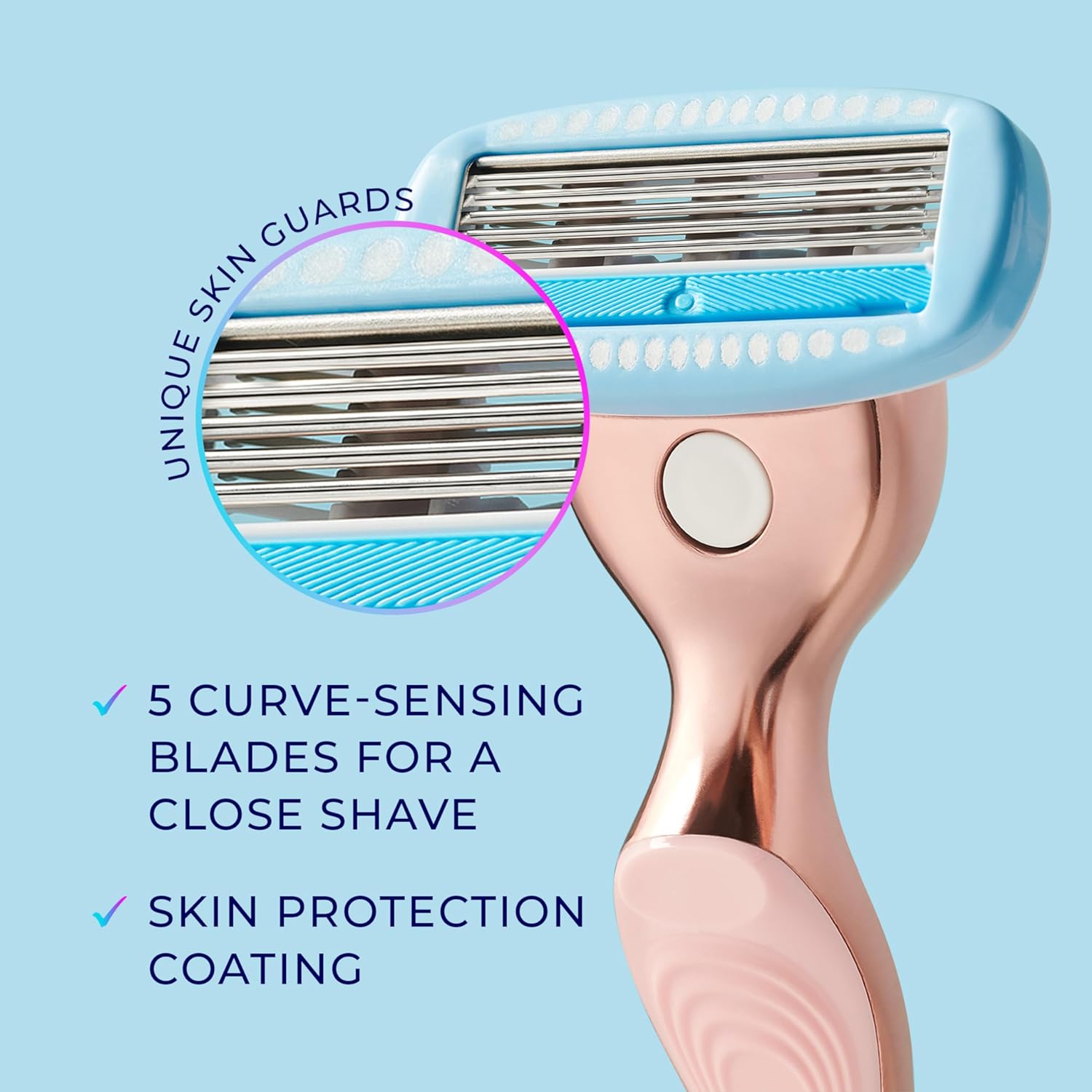 Schick Hydro Silk Rose Gold Metal Razor for Women | Womens Razors, Travel Razor, 5 Blade Razors for Women | 1 Handle & 2 Razor Refills : Everything Else