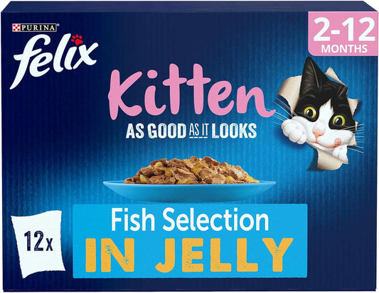 Felix As Good As It Looks Kitten Fish Selection Cat Food 12x100g, Pack of 4 :Pet Supplies