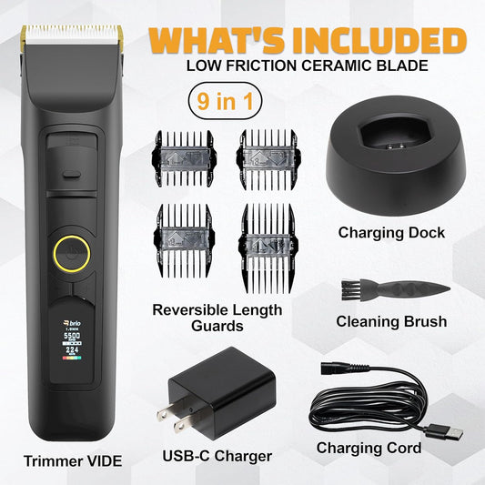 Brio Beardscape V2 Beard Trimmer For Men Professional With Low Friction Ceramic Blade, Cordless Professional Hair Trimmer For Barbers With 4 Hrs Of Long Battery Timing, Ideal For Beard & Body (Gray)