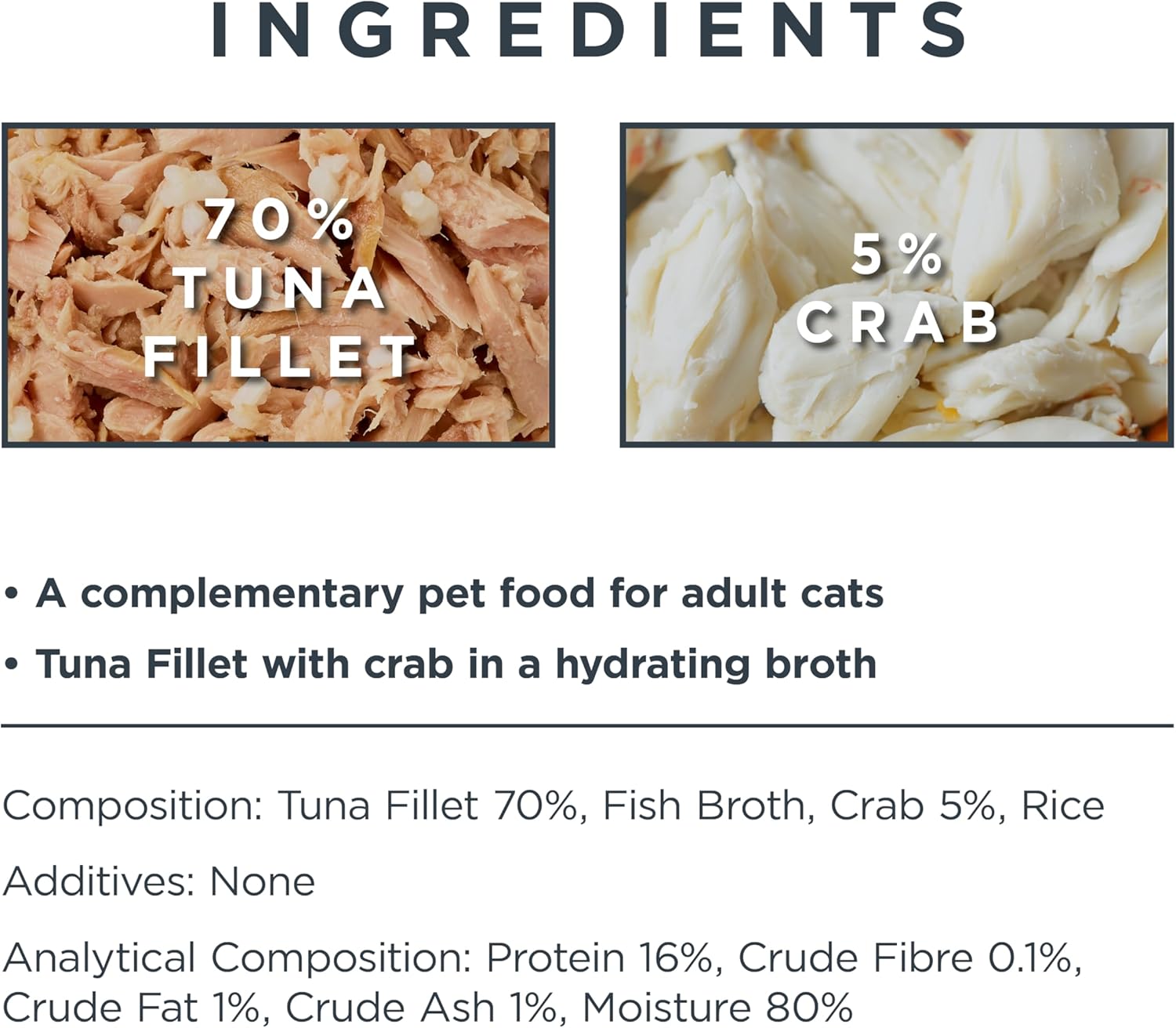 Encore 100% Natural Wet Cat Food Pouch, Succulent Tuna with Pacific Crab in Broth 70g Pouch (16 x 70g Pouches) :Pet Supplies