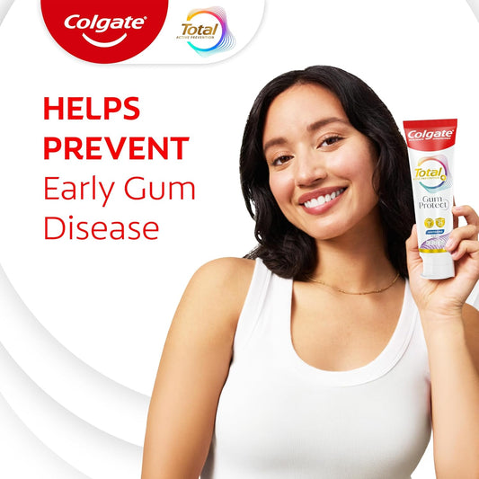 Colgate Total Active Prevention Gum Protect Whitening Toothpaste, Whitening Gum Toothpaste For Gum Inflammation, Redness, Bleeding Gums, Irritation, And Gum Sensitivity, Sls Free, 3.0 Oz