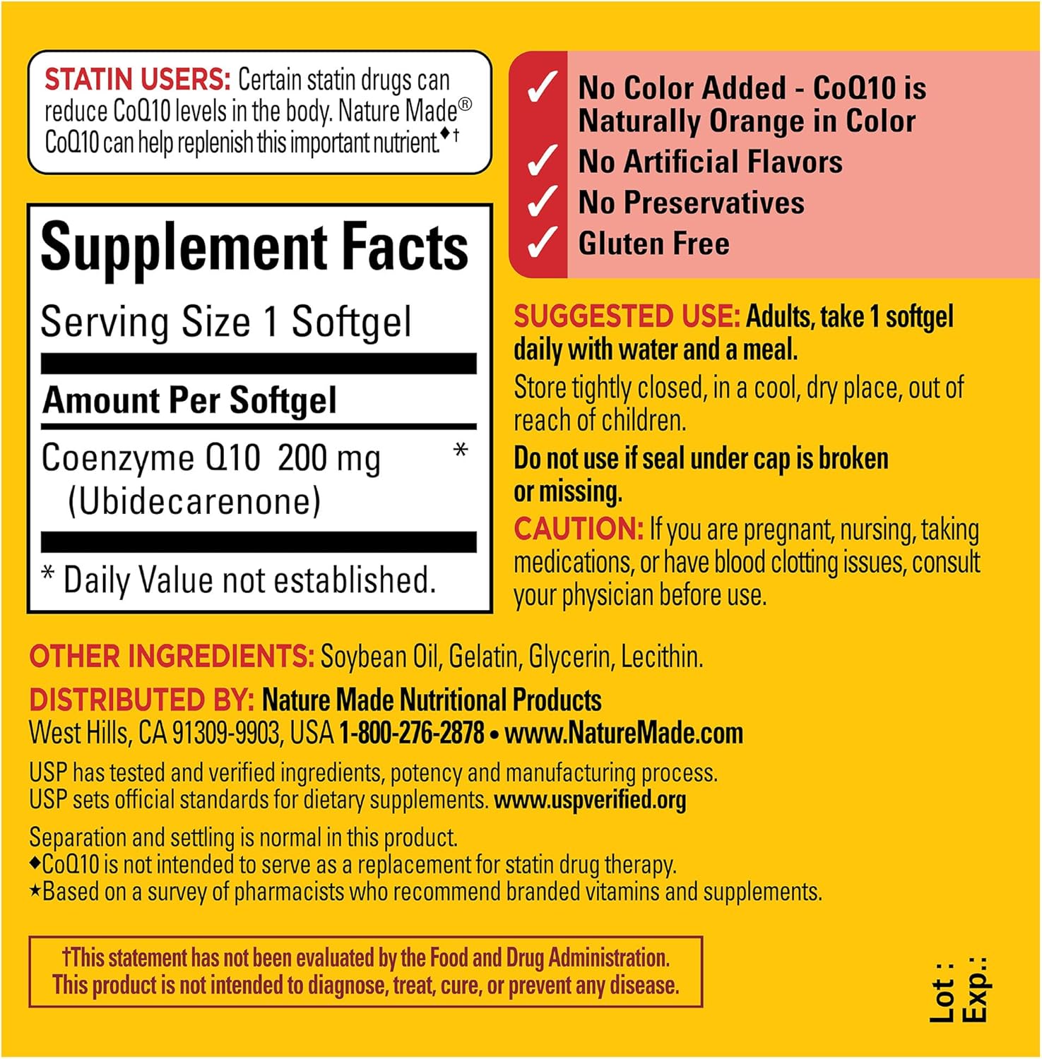 Nature Made Coq10 200Mg, Dietary Supplement For Heart Health Support, 40 Softgels, 40 Day Supply : Health & Household