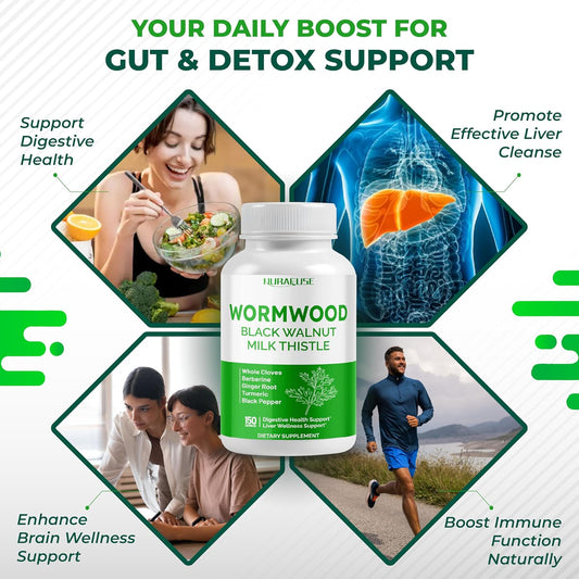 Wormwood Whole Cloves Milk Thistle With Other Herbs - Support Digestive Health, Liver Wellness - Made And Tested In The Usa