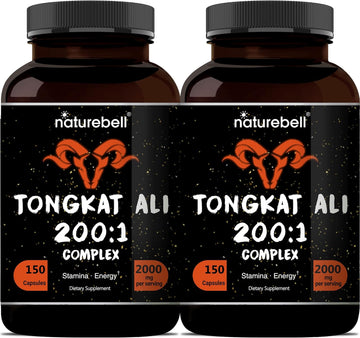 Tongkat Ali 200:1 (Longjack) Extract For Men, 2000Mg Per Serving, Indonesia Origin, Eurycoma Longifolia | With Panax Ginseng For Energy, Stamina, & Male Health Support (150 Count (Pack Of 2))