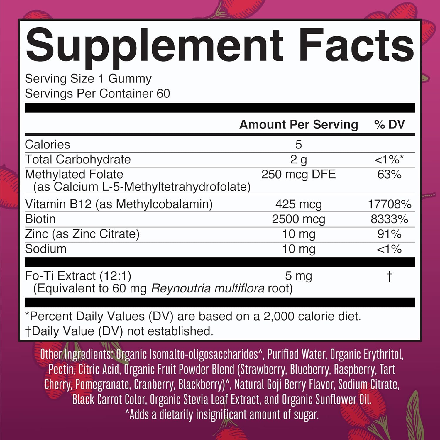 MaryRuth's Biotin Gummies | Sugar Free | 2 Month Supply | Biotin Vitamins for Hair Skin & Nails | Biotin Gummies for Hair Growth | Vegan | Non-GMO | Gluten Free | 60 Count