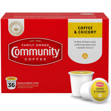 Community Coffee & Chicory 36 Count Coffee Pods, Medium Dark Roast, Compatible With Keurig 2.0 K-Cup Brewers