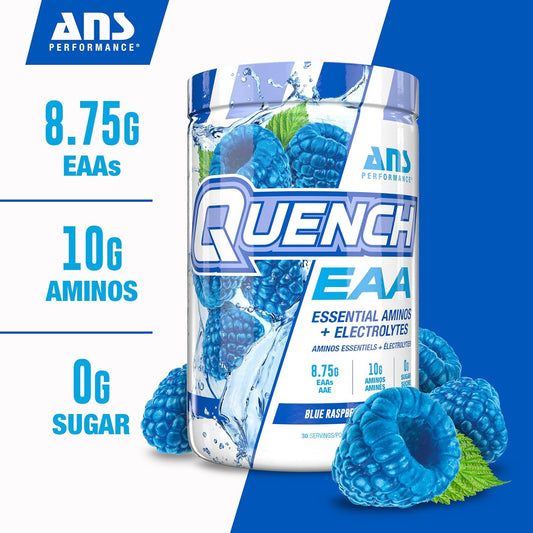 Quench Eaa Aminos + Electrolytes - Complete Blend Of 9 Eaas - 10G Total Amino Acids - Vitamins, Antioxidants, Electrolytes - Zero Sugar, Carbs, Calories (Blue Bombsicle)