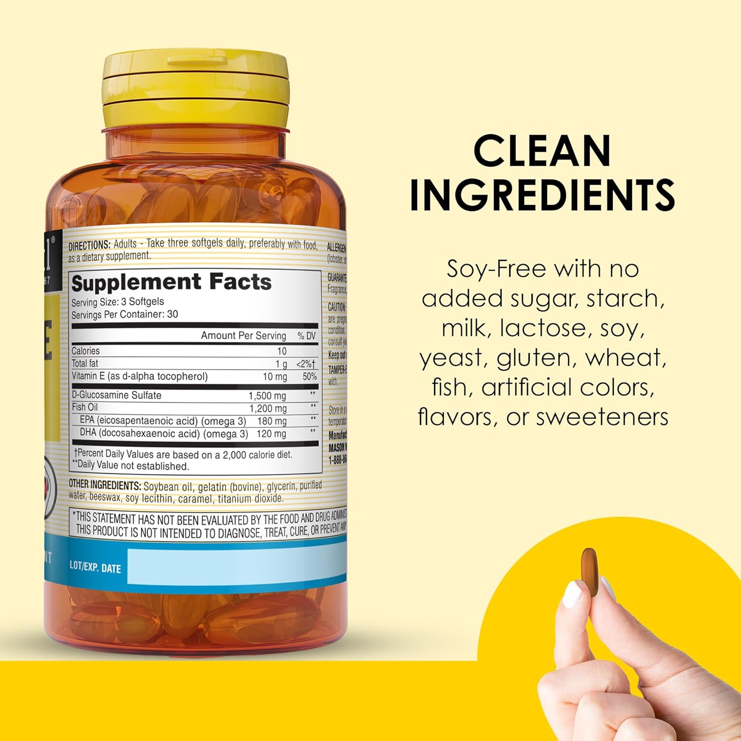 Buy Mason Natural Glucosamine & Fish Oil Supplement With Dha & Omega 3 For Joint & Muscle Support, 1 Month Supply Softgel Pills On  Free Shipping On Qualified Orders