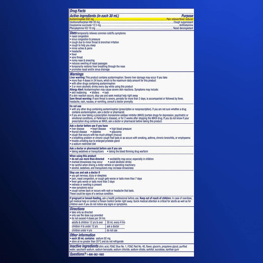 Vicks Nyquil Severe Cold & Flu Relief Liquid – Maximum Strength Berry Flavor, 9-Symptom Nighttime Medicine, 12 Fl Oz