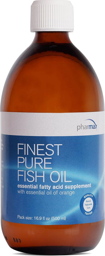 Pharmax Finest Pure Fish Oil With Essential Oil Of Orange | Supports Bone, Brain, And Cardiovascular Health | 16.9 Fl. Oz