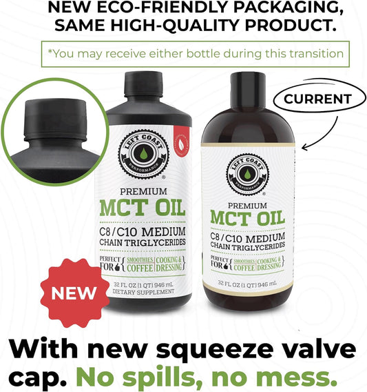 100% Coconut Mct Oil Liquid - Mct Oil C8 C10 For Sustained Mental Energy & Focus Support Great For Smoothies Salads Coffee & More - Palm Free Vegan Keto & Paleo Friendly 60+ Servings (32 Fl Oz)