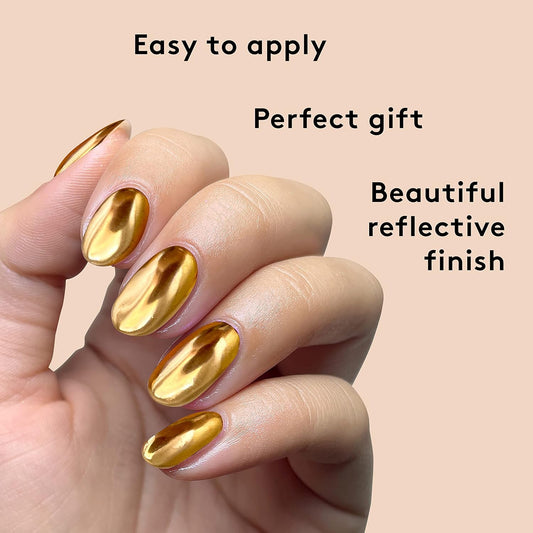 Mylee Air Cushion Chrome Powder Pen - Holographic Nail Powder Decoration, Shiny Metallic Mirror Effect - Long Lasting, Diy Nail Art, Manicure Tool - Bronze