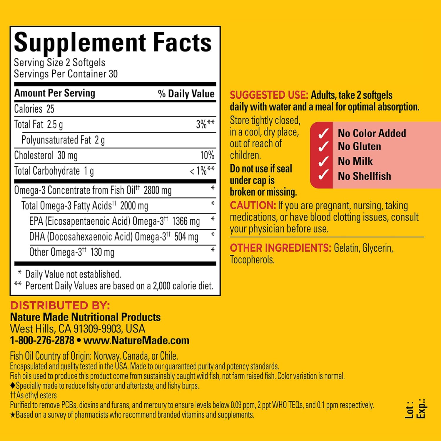 Nature Made Extra Strength Omega 3 Fish Oil Supplements, 2800Mg, Fish Oil Omega 3 Supplements As Ethyl Esters For Healthy Heart, Brain, Eyes, Mood Support, 60 Softgels, 30 Day Supply : Health & Household