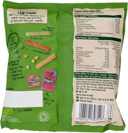 Organix Melty Organic Veggie Sticks 7+ Months 15 G (Pack Of 5)