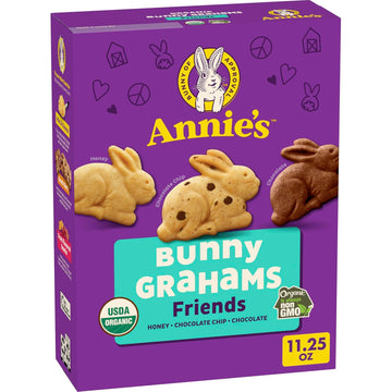 Annie'S Organic Friends Bunny Grahams, Chocolate Chip, Chocolate, And Honey Baked Graham Snacks, 11.25 Oz