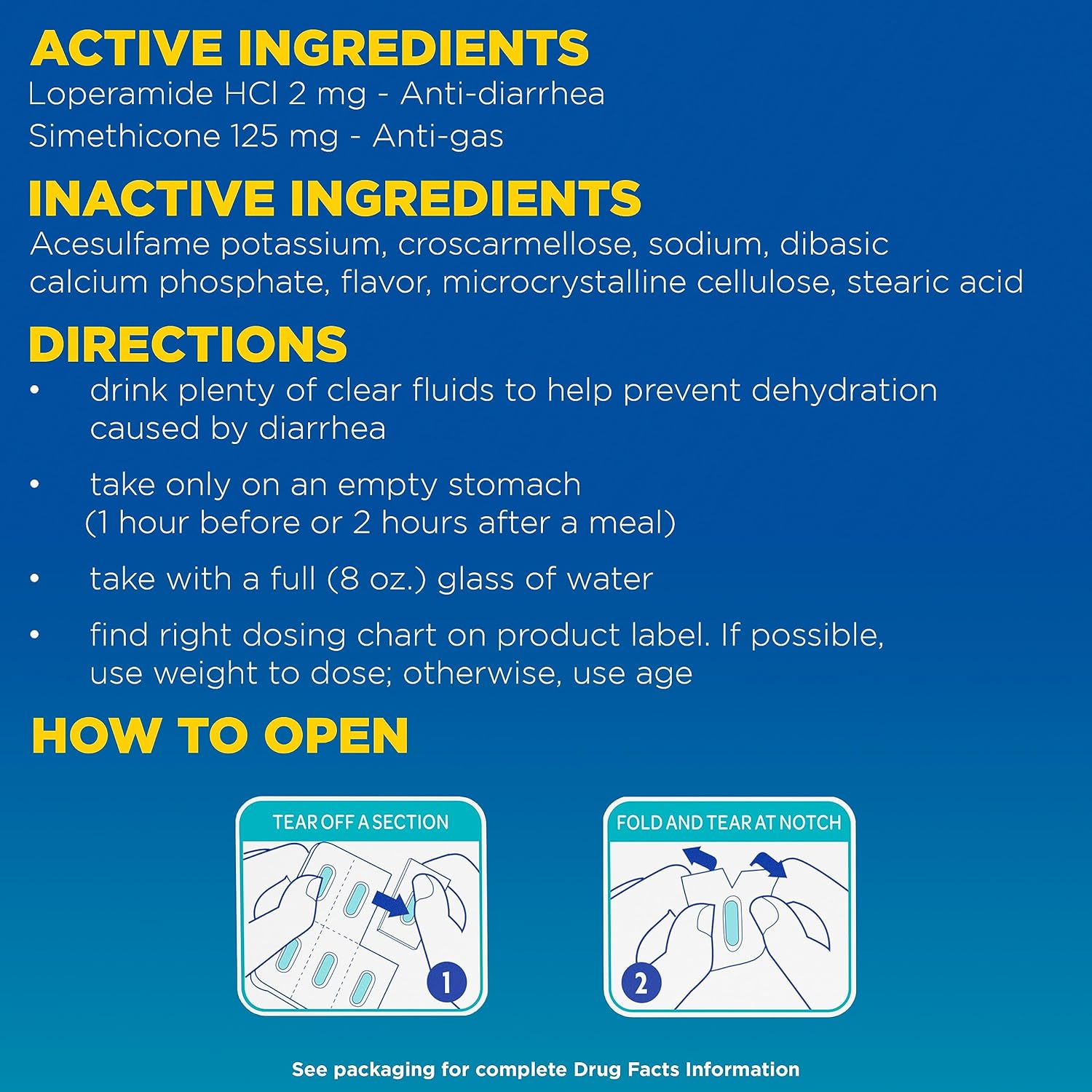 Imodium Multi-Symptom Relief Caplets With Loperamide Hydrochloride And Simethicone, Anti-Diarrheal Medicine For Treatment Of Diarrhea, Gas, Bloating, Cramps & Pressure, 18 Ct : Health & Household