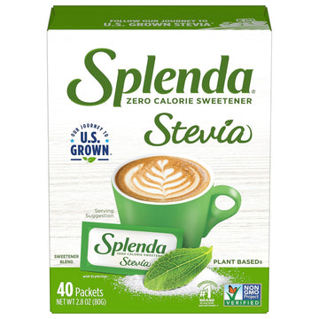 Splenda Stevia Zero Calorie Sweetener, Plant Based Sugar Substitute Granulated Powder, Single Serve Packets, 40 Count