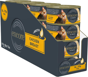 Encore 100% Natural Wet Cat Food, Chicken Breast In 70G Tin, (Pack Of 16)Enc4601Ml