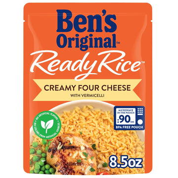 Ben'S Original Ready Rice Creamy Four Cheese Flavored Rice, Easy Dinner Side, 8.5 Oz Pouch (Pack Of 12)