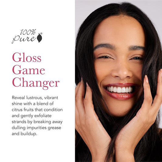 100% Pure Yuzu & Pomelo Glossing Conditioner Revitalizing & Hydrating Nutrient Boost Of Kelp Flax Seed Oil & Vitamin E Helps Restore Hair Shine Body & Strength For Women & Men, Vegan - 8 Fl Oz