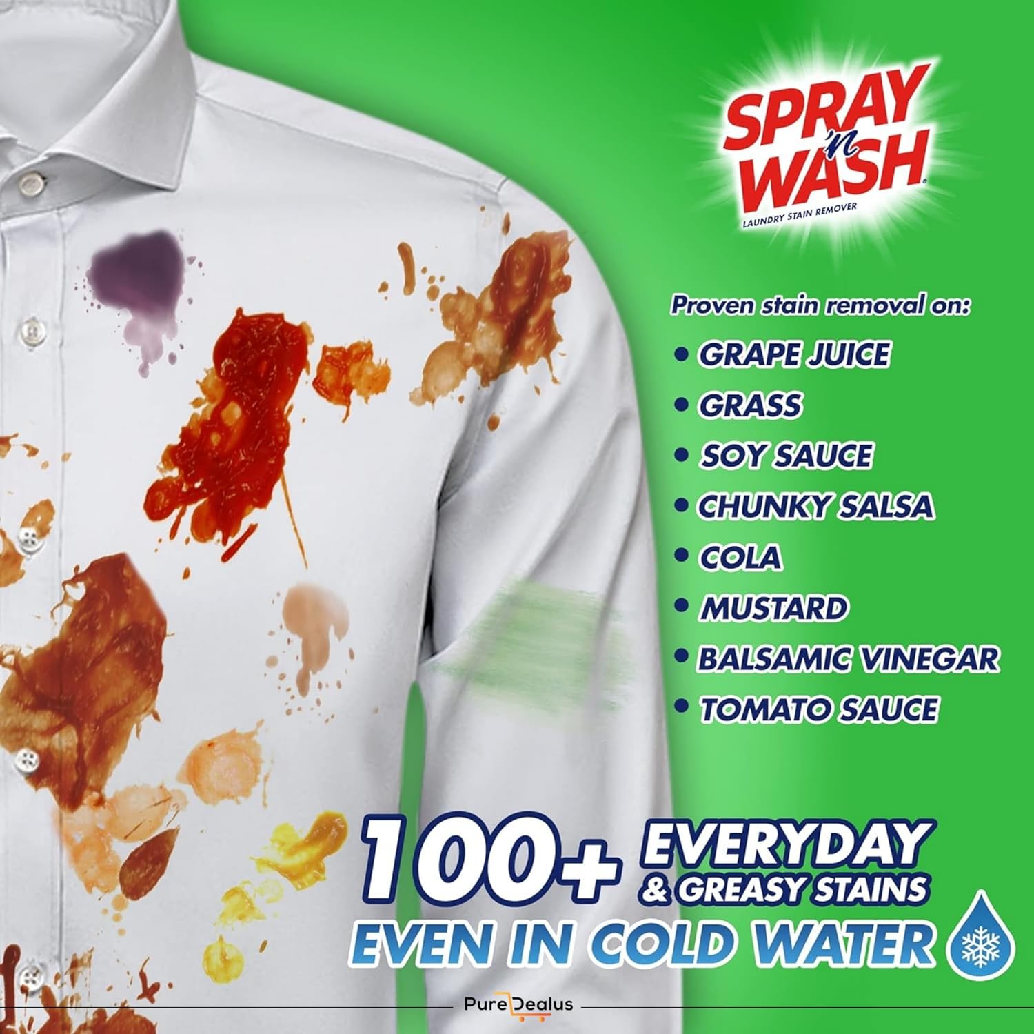 Spray and Wash Stain Remover Refill. 1 Pack. 60 FL OZ. Includes Bonus PuredealUS Silicone Foldable Funnel for Easy Refilling. 2 Piece Set : Health & Household