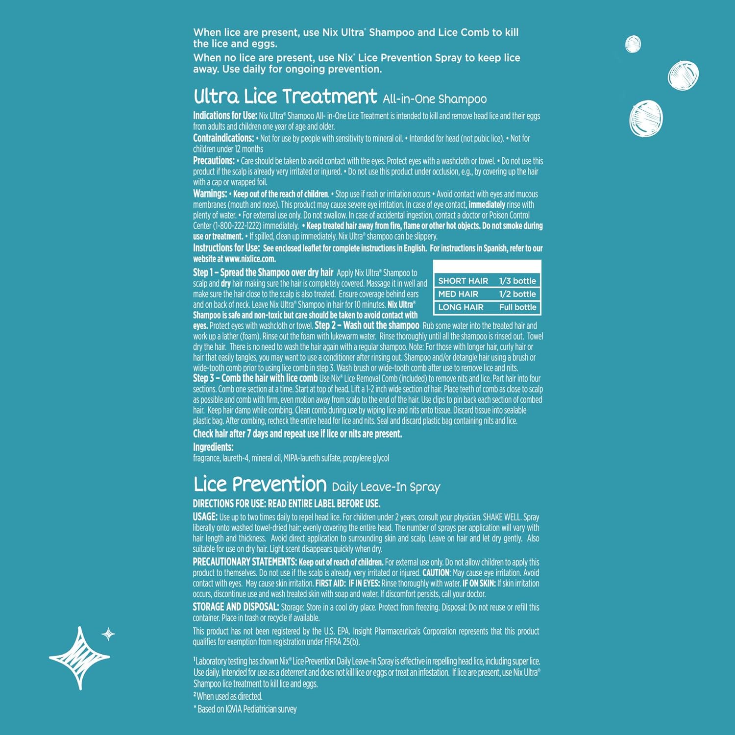 Nix Lice Prevention Spray For Kids, A Daily Leave-In Conditioning Spray To Repel Superlice, 6.0 Fl Oz : Health & Household