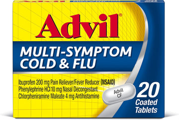 Advil Multi Symptom Cold And Flu Medicine, Cold Medicine For Adults With Ibuprofen, Phenylephrine Hcl And Chlorpheniramine Maleate - 20 Coated Tablets