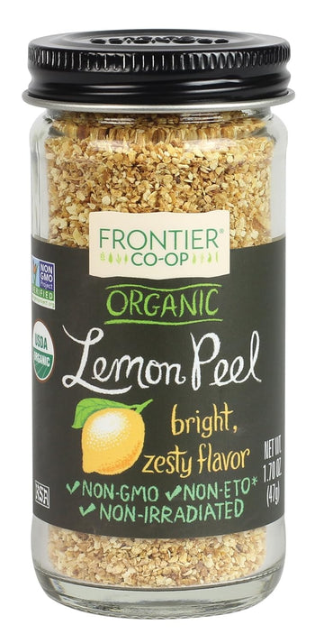 Frontier Co-Op Organic Lemon Peel, 1.70-Ounce Jar, Bright Zesty Lemon Peel For Tea, Baking, Marinades & Rubs
