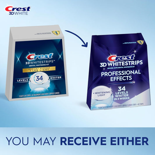 Crest 3D Whitestrips Professional Effects + Led Light ā Teeth Whitening Kit, 1 Light + 20 Treatments, Each With 1 Upper/1Lower, 40 Strips ā Crest 3Dwhite Teeth Whitening Strips