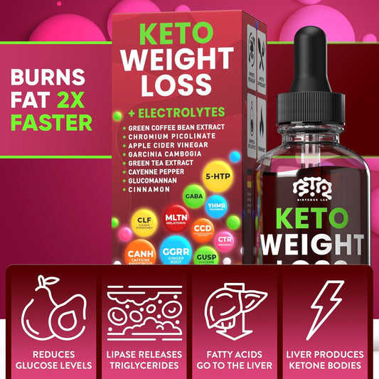Keto Weight Loss Diet Drops, Natural Appetite Suppressant, Fat Burner For Women And Men With Apple Cider, Green Coffee Bean Extract, Cinnamon, Cayenne Pepper Metabolism Booster