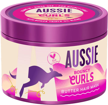 Aussie Bouncy Curls Butter Hair Mask 500Ml To Detangle, Nourish And Deeply Moisturise Wavy And Curly Hair, Infused With Jojoba, Coconut And Australian Macadamia Nut Oils, Vegan And Cruelty-Free
