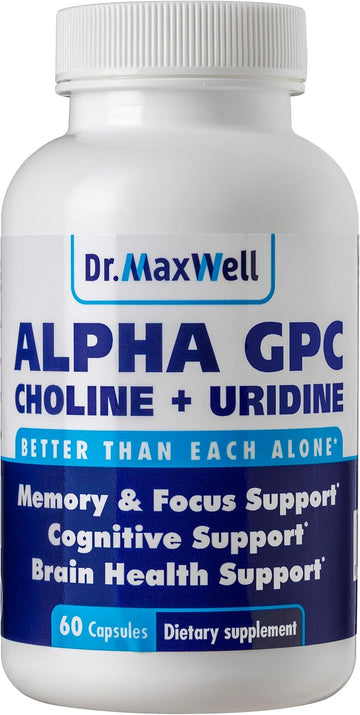 Alpha Gpc 600Mg + Uridine, A Choline Enhancer. Better Than Alpha-Gpc Or Uridine Alone. Best Choline Source: 2In1, Soy Free, No Fillers, 60 Pills, Acetylcholine Precursor