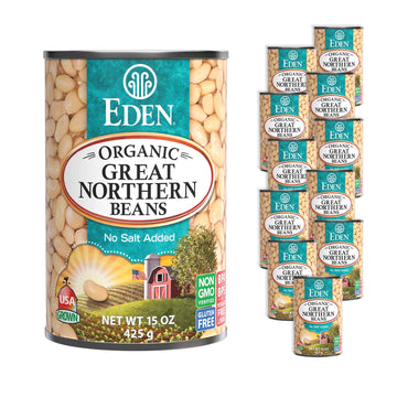 Eden Organic Great Northern Beans, 15 Oz Can, No Salt, Non-Gmo, Gluten Free, Vegan, Kosher, U.S. Grown, Heat And Serve, Macrobiotic, Similar To Cannellini, Smoother