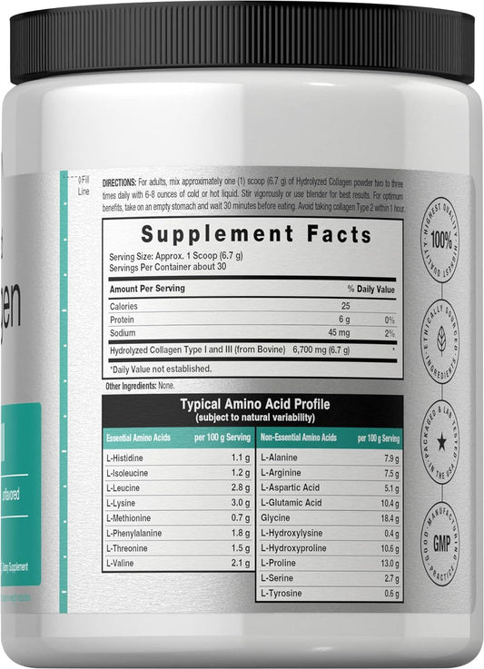 Horbäach Hydrolyzed Collagen Peptides 7Oz | Type I And Iii | Multi Collagen Powder | Keto & Paleo Friendly | Unflavored & Gluten Free