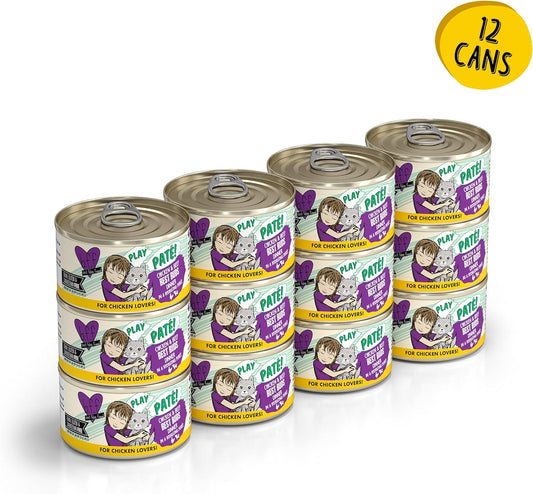 Weruva B.F.F. Play - Best Feline Friend PatƩ Lovers, Aw Yeah!, Chicken & Beef Best Buds With Chicken & Beef, 2.8Oz Can (Pack Of 12)