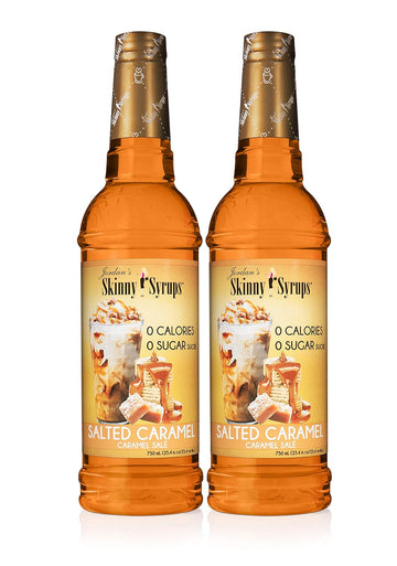 Jordan'S Skinny Syrups Sugar Free Coffee Syrup, Salted Caramel Flavor Drink Mix, Zero Calorie Flavoring For Chai Latte, Protein Shake, Food & More, Gluten Free, Keto Friendly, 25.4 Fl Oz, 2 Pack