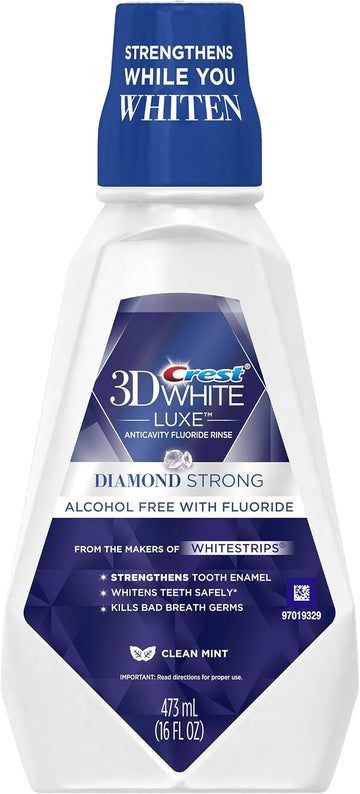 Crest 3D White Luxe Diamond Strong Anticavity Fluoride Mouth Rinse, Clean Mint, 16 Fl Oz