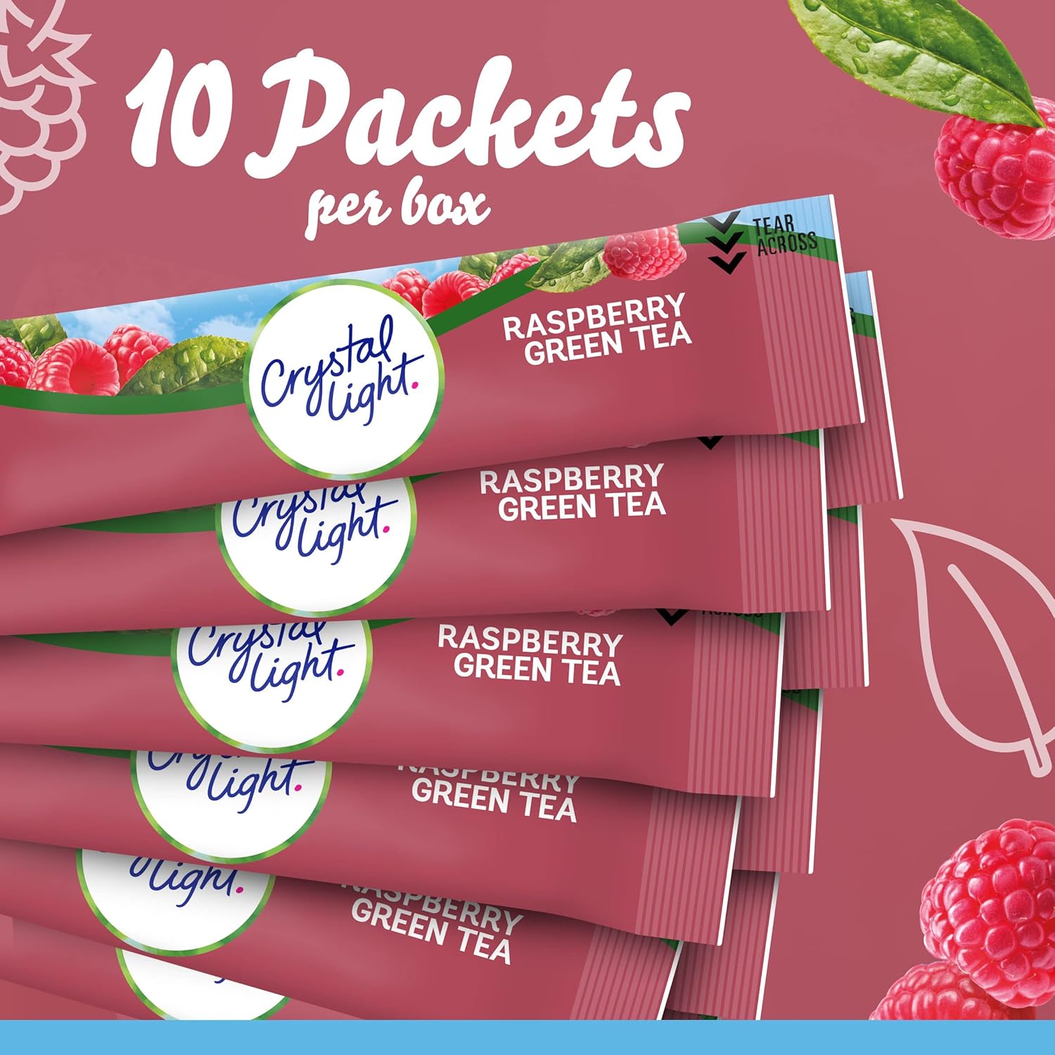 Crystal Light Sugar-Free Raspberry Green Tea On-The-Go Powdered Drink Mix 120 Count-10 Count (Pack Of 12)