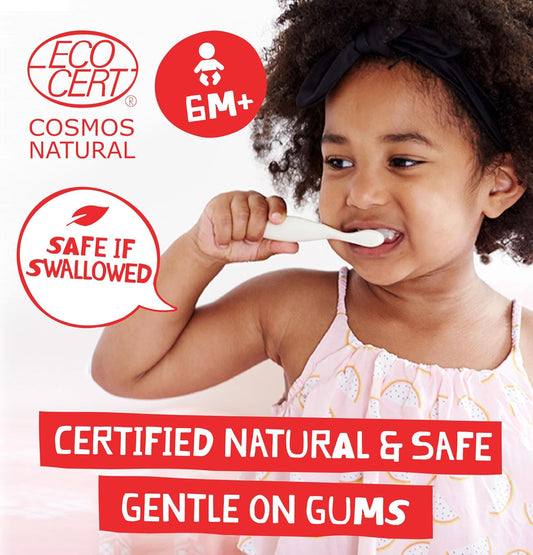 Jack N' Jill Natural Certified Toothpaste - Baby & Toddler Toothpaste, Fluoride-Free, 40% Xylitol, Sugar-Free, Safe For 6 Months And Up, Makes Tooth Brushing Fun, Berries And Cream Flavour, 2 X 50G