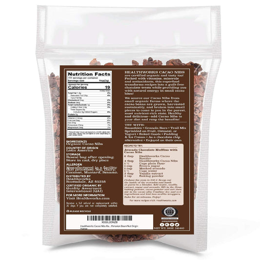 Healthworks Cacao Nibs Raw Organic (16 Ounces / 1 Pound) | Criollo Bean | Unsweetened Chocolate Substitute | Certified Organic | Keto, Vegan & Non-Gmo | Antioxidant