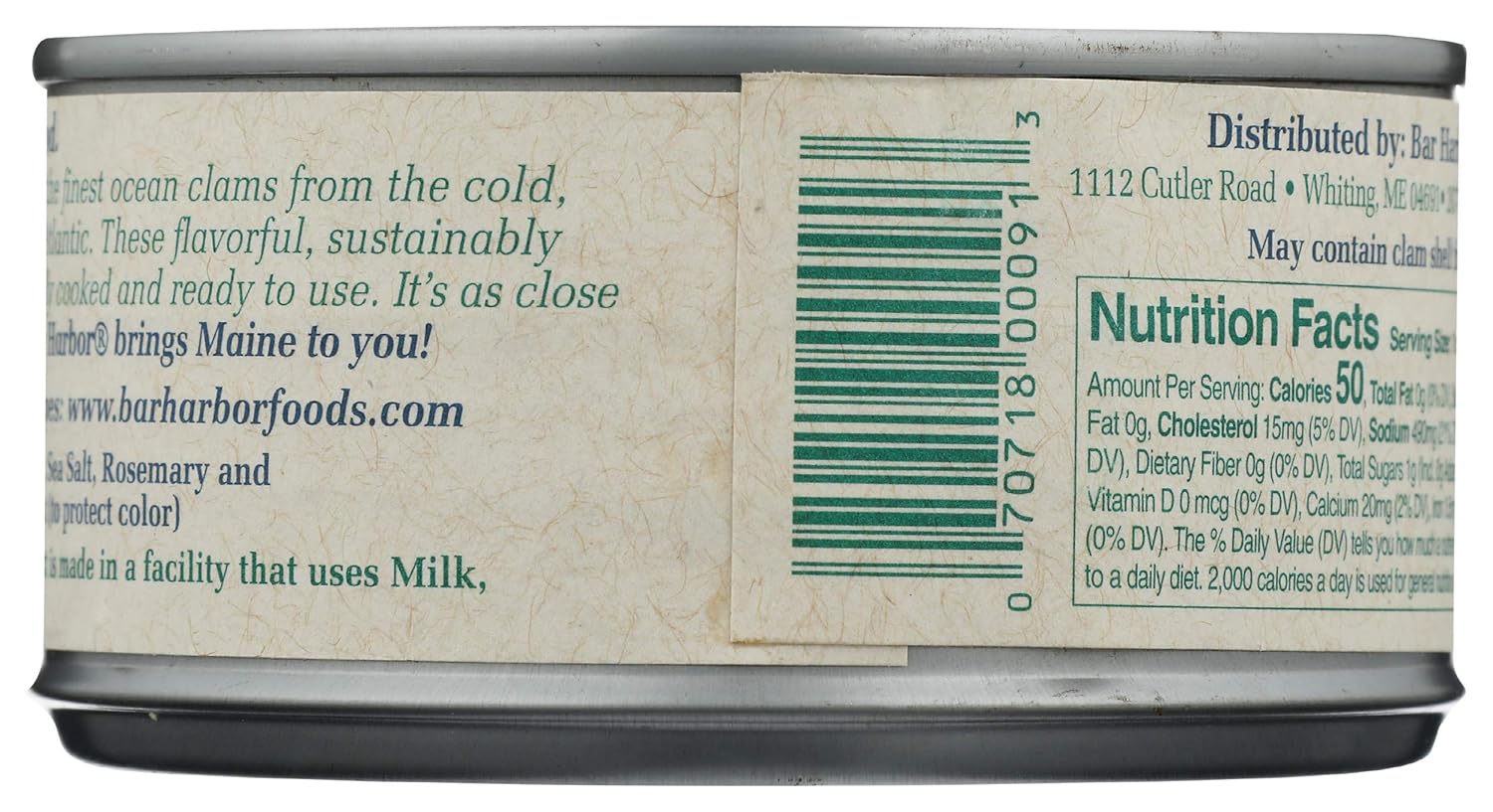 Bar Harbor, Clams Whole Gourmet Ocean, 6.5 Ounce