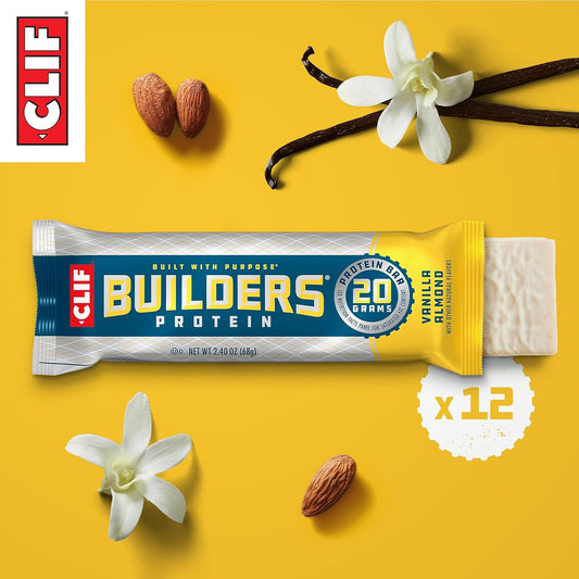 Clif Builders - Vanilla Almond Flavor - Protein Bars - Gluten-Free - Non-Gmo - Low Glycemic - 20G Protein - 2.4 Oz. (12 Count) (Pack Of 2)