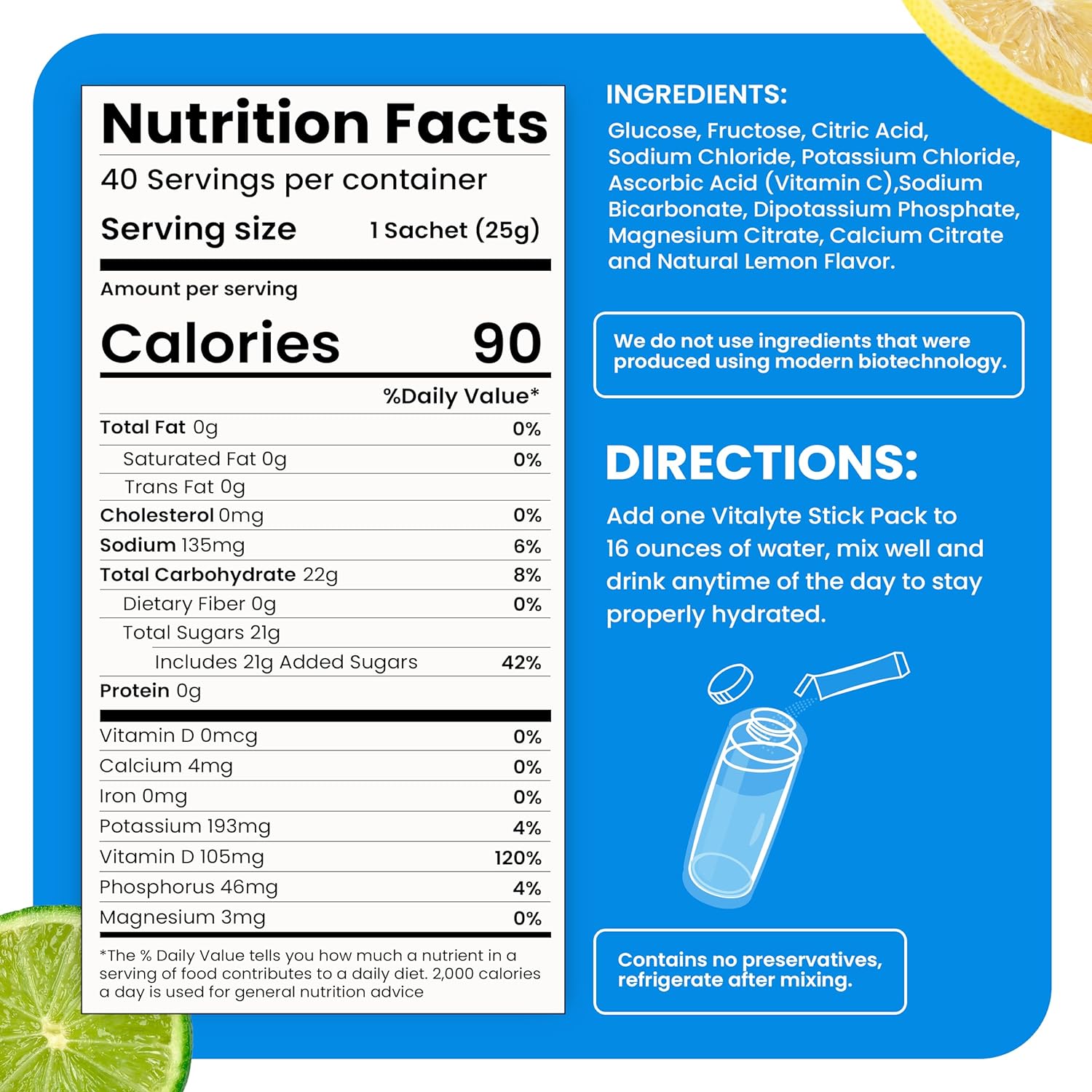 Vitalyte Electrolytes Packets Isotonic Sports Drink | Electrolytes Pow