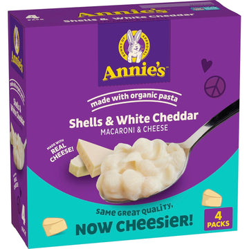 Annie'S Shells And Real Aged Cheddar Mac And Cheese With Organic Pasta, Made With Real Cheese, Dinner Side Or Snacks, 6 Oz