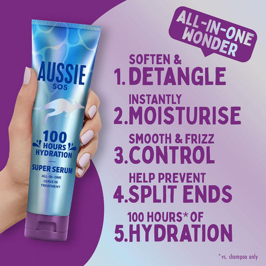 Aussie Oh My Gloss Moisture-Mazing Leave-In Serum 160Ml, Moisture And Shine Booster For Dull, Tired Hair, Infused With Jojoba, Safflower And Australian Macadamia Nut Oils, Vegan And Cruelty-Free